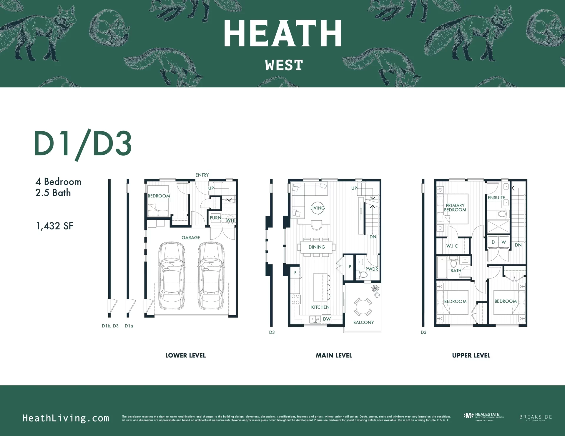 Heath West Langley townhome floor plan 1