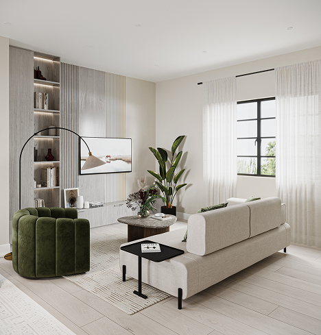 Bromley Townhomes living space interior render by Leone Homes