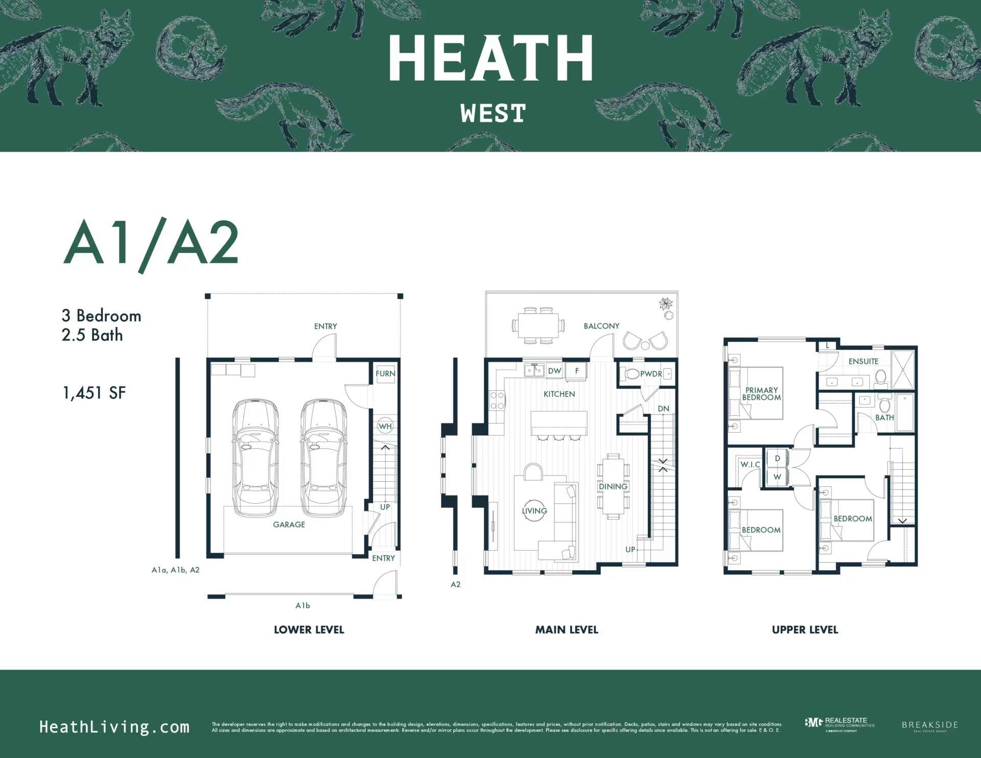 Heath West Langley townhome floor plan 3