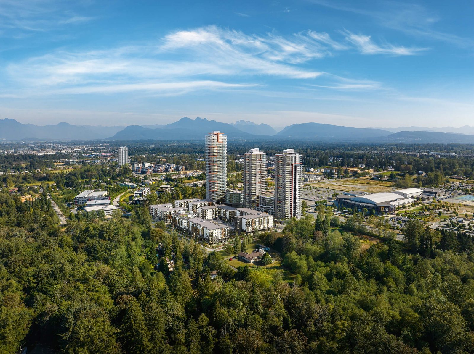 Jericho Park condos exterior render by Essence Properties in Willoughby, Langley