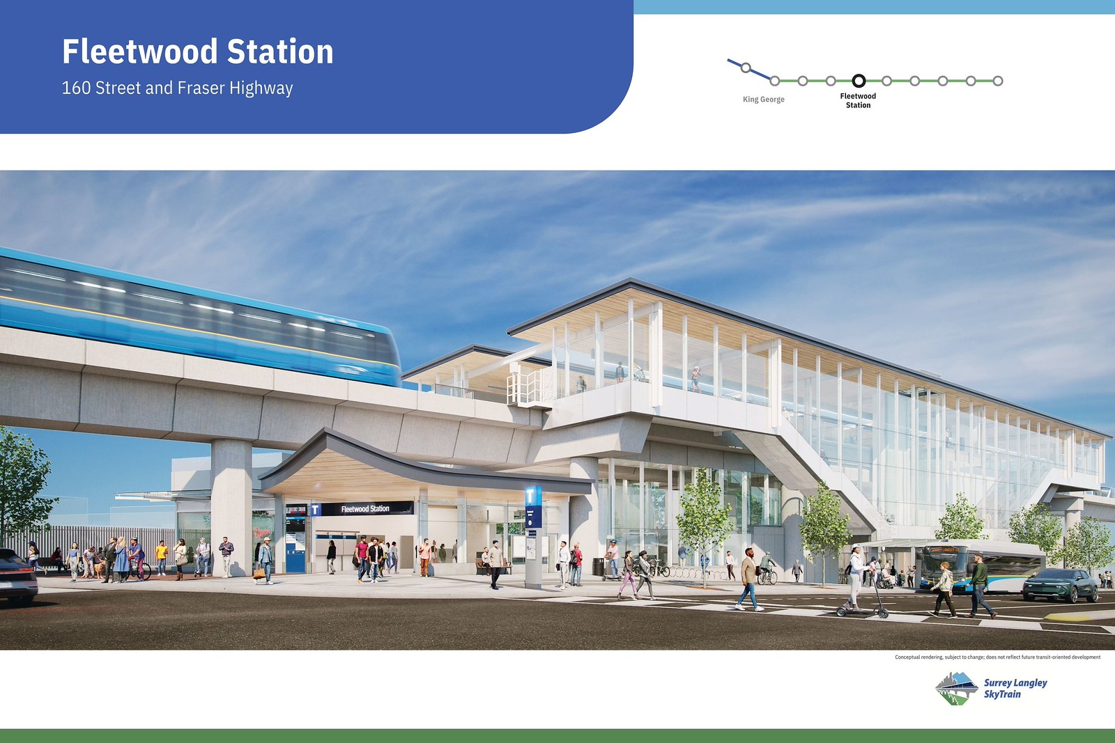 Artist rendering of the future Fleetwood Station (160th Street) on the Surrey-Langley SkyTrain Extension