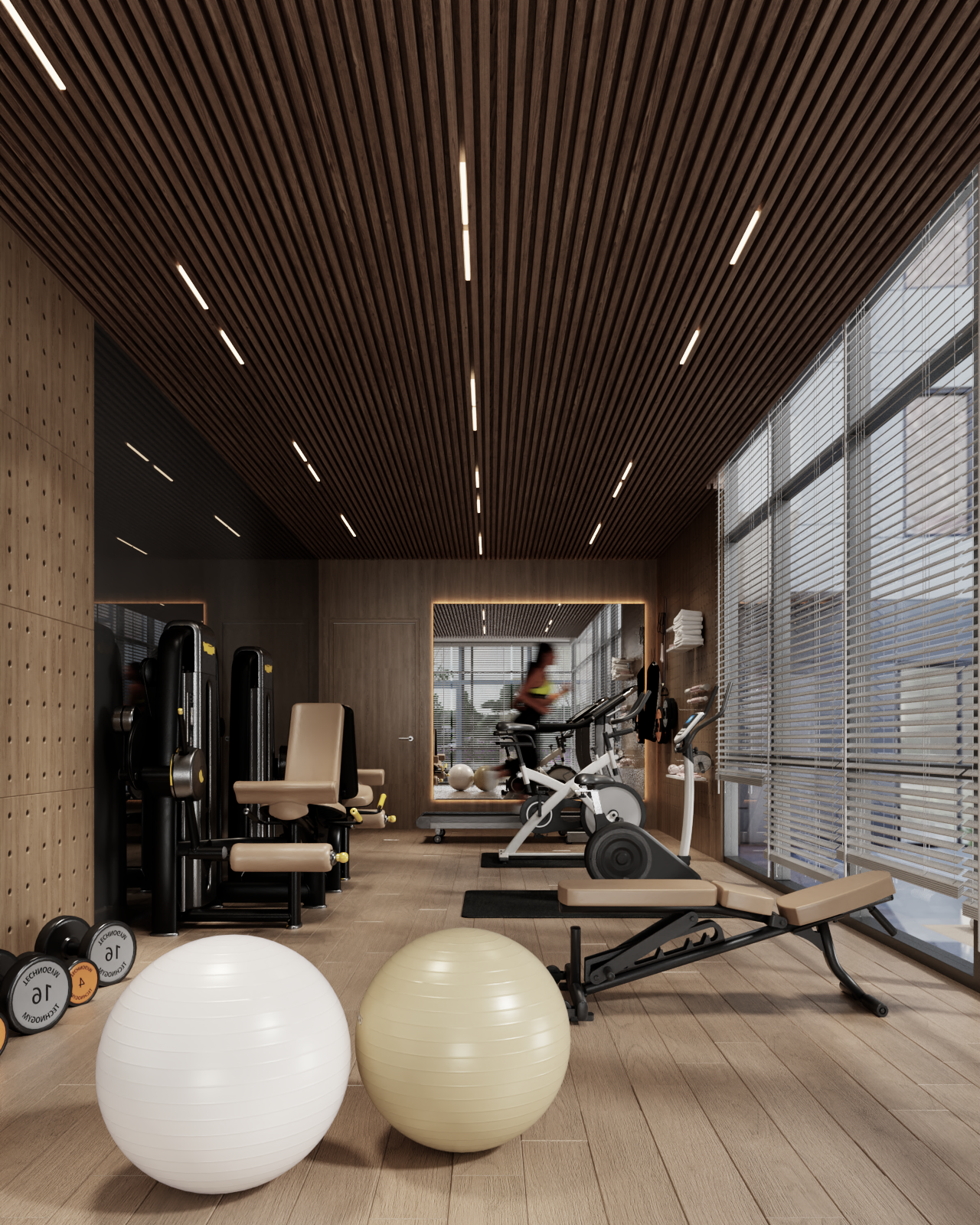 Kamilia on-site fitness centre with cardio and strength equipment