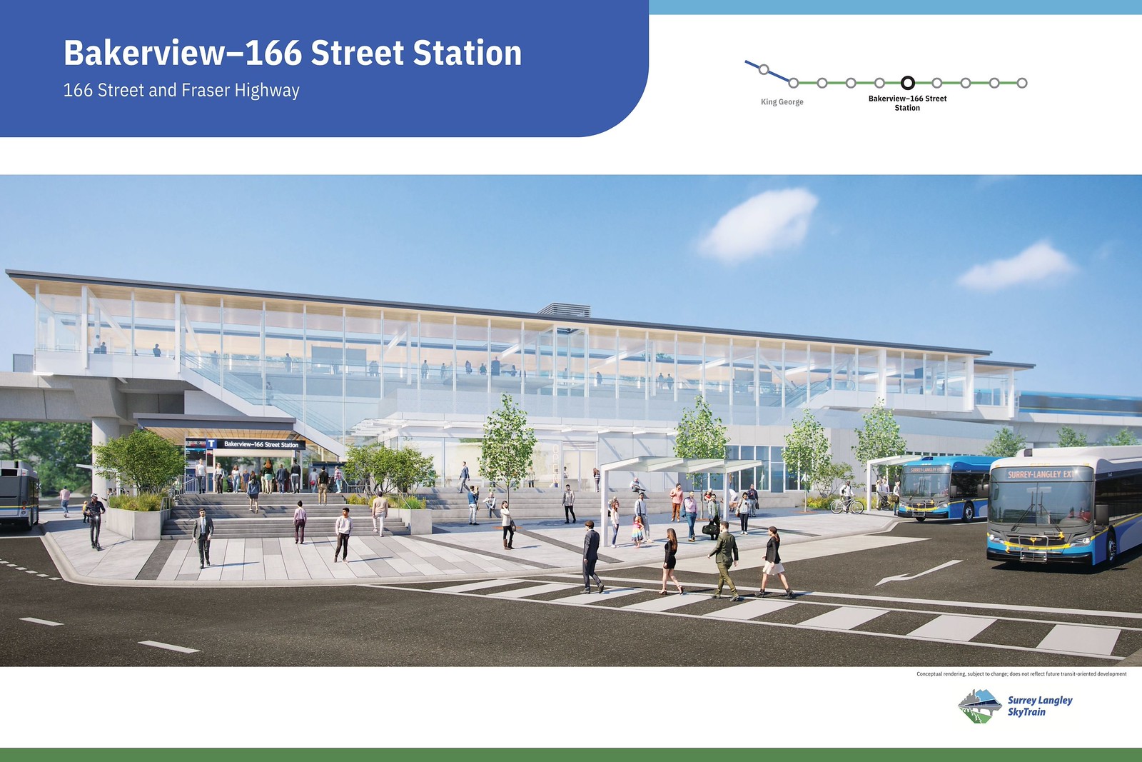 Artist rendering of the future Bakerview-166 Street Station on the Surrey-Langley SkyTrain Extension