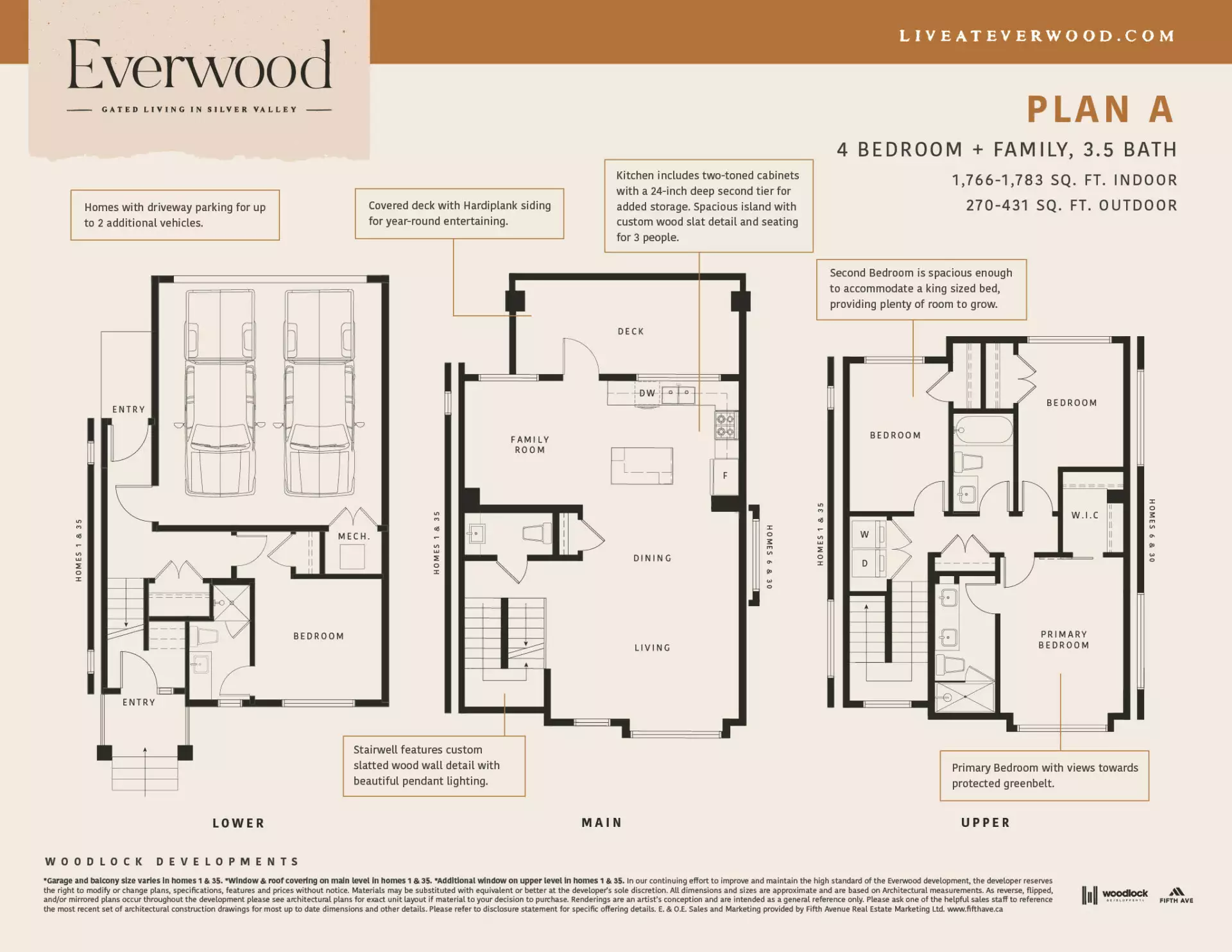 Everwood Plan A Floor Plan, 4 Bedroom + Family, 3.5 Bath, 1766 to 1783 sqft