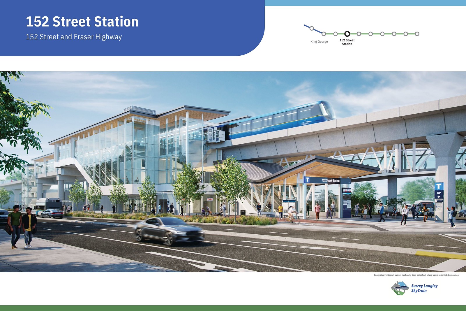 Artist rendering of the future 152 Street Station on the Surrey-Langley SkyTrain Extension