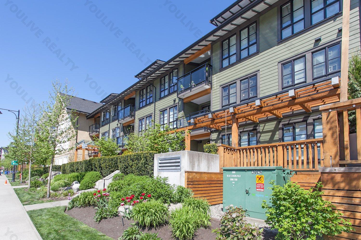 The Village at Bedford Landing in Fort Langley, the residential buildings along the Fraser River + heritage village core