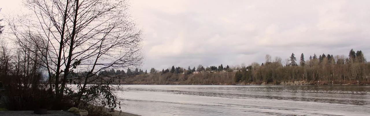 Derby Reach Regional Park trail along the Fraser River in north Langley