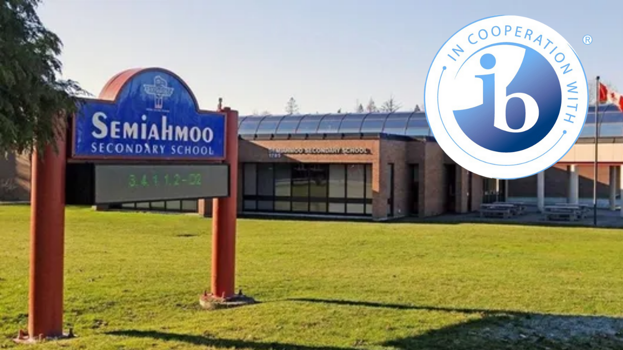 Semiahmoo Secondary, the flagship IB-program public secondary serving Sunnyside Park families