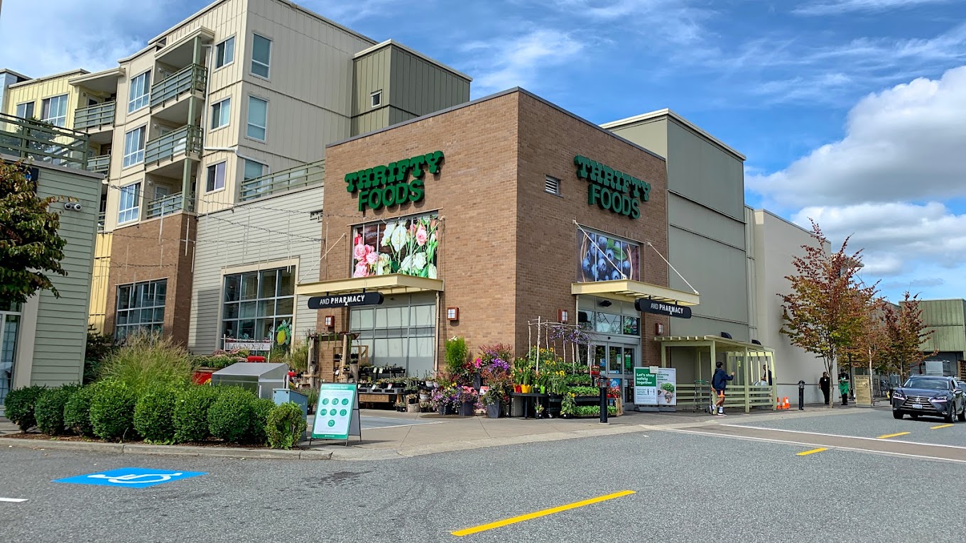 Thrifty Foods at Morgan Crossing in South Surrey, the boutique-shop & cafe core for Sunnyside Park residents