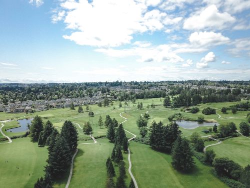 Guildford Golf & Country Club aerial view, a 6,502-yard par-72 championship course in Surrey since 1966