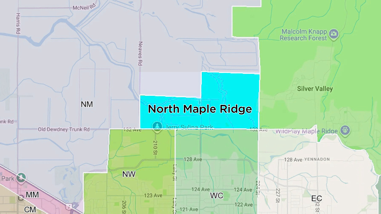 North Maple Ridge Maple Ridge area boundaries map