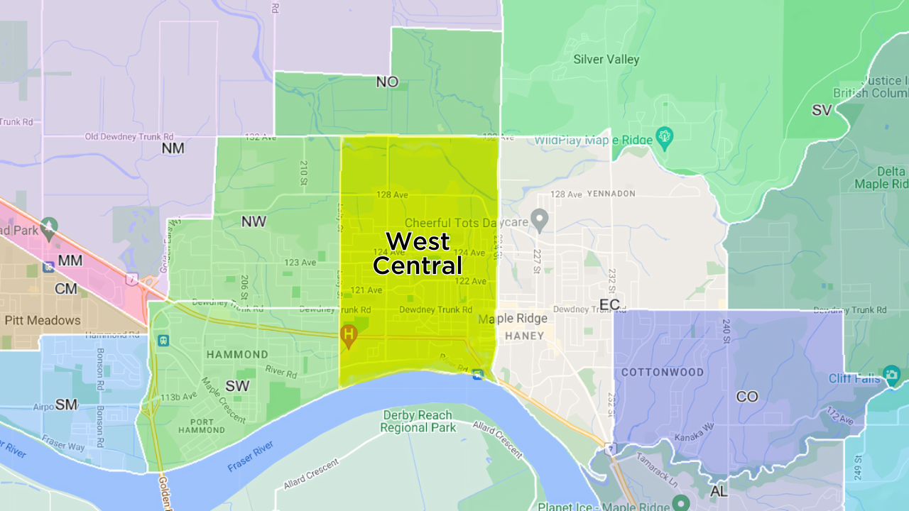 Haney Maple Ridge area boundaries map
