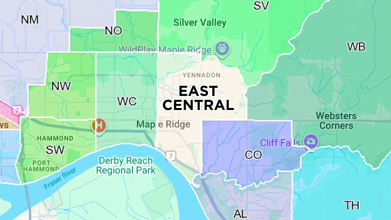 East Central Maple Ridge area boundaries map