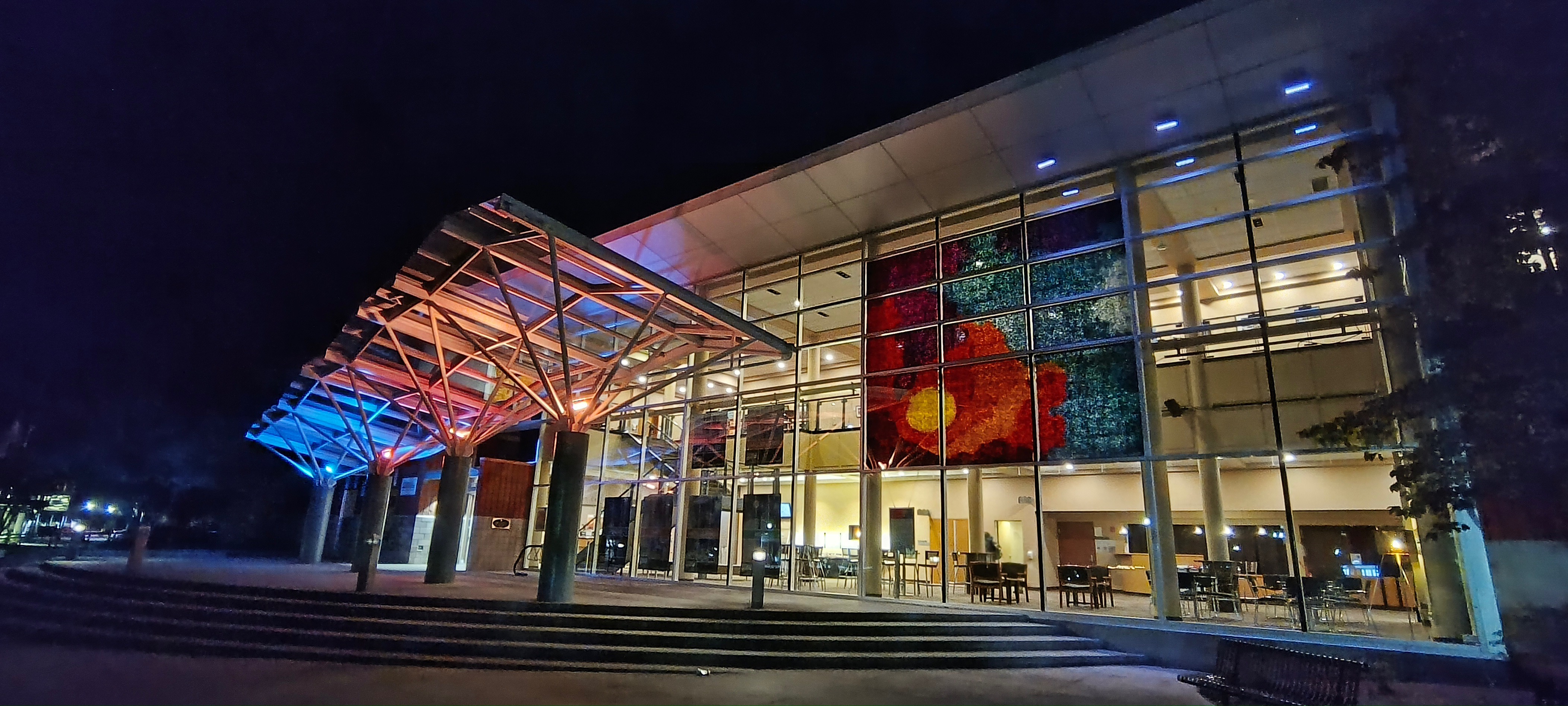 The ACT Arts Centre at night in downtown Maple Ridge, civic & cultural anchor near Cottonwood