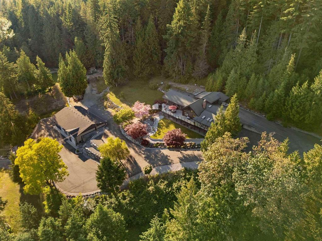 Aerial of a Whonnock detached home on a mid-acreage rural property