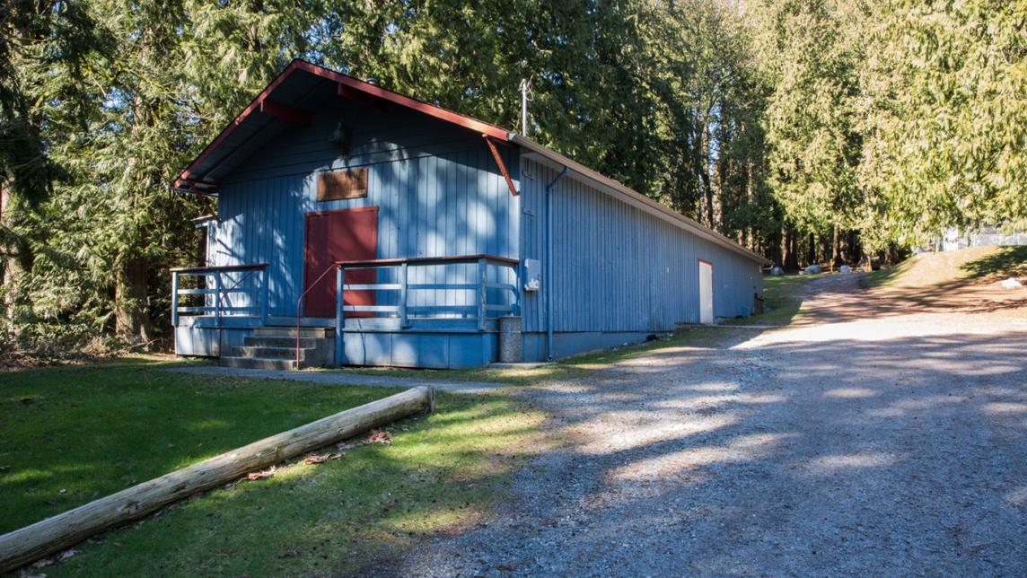 Thornhill Community Hall, blue heritage hall in 10-acre old-growth park