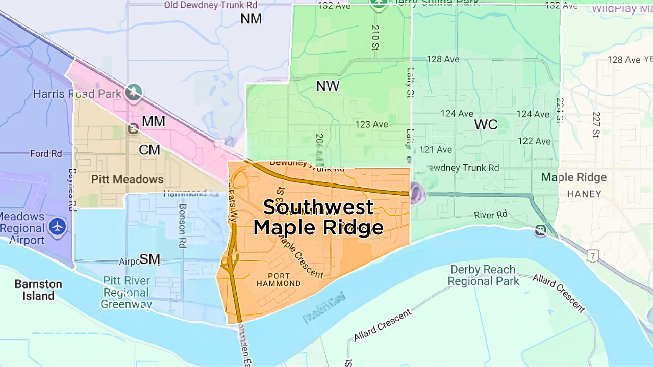 Hammond Maple Ridge area boundaries map
