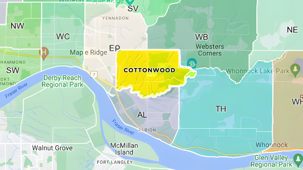 Cottonwood Maple Ridge area boundaries map