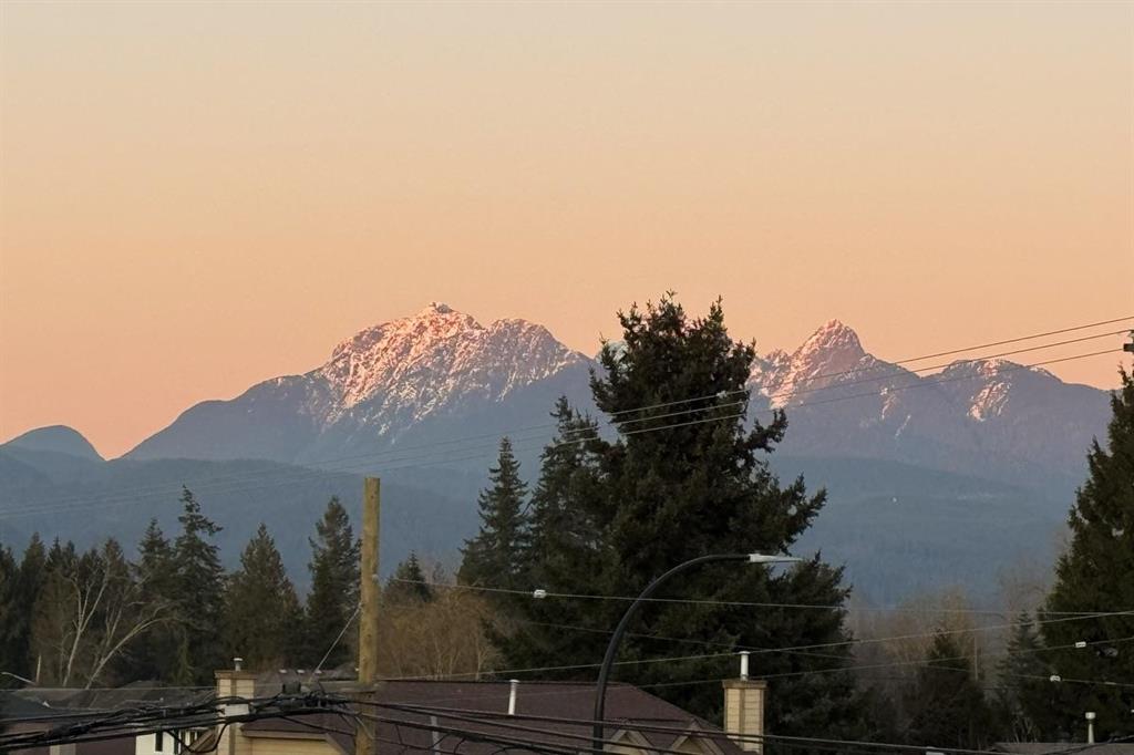 Golden Ears mountain view from the upper escarpment along 132 Avenue in Northwest Maple Ridge