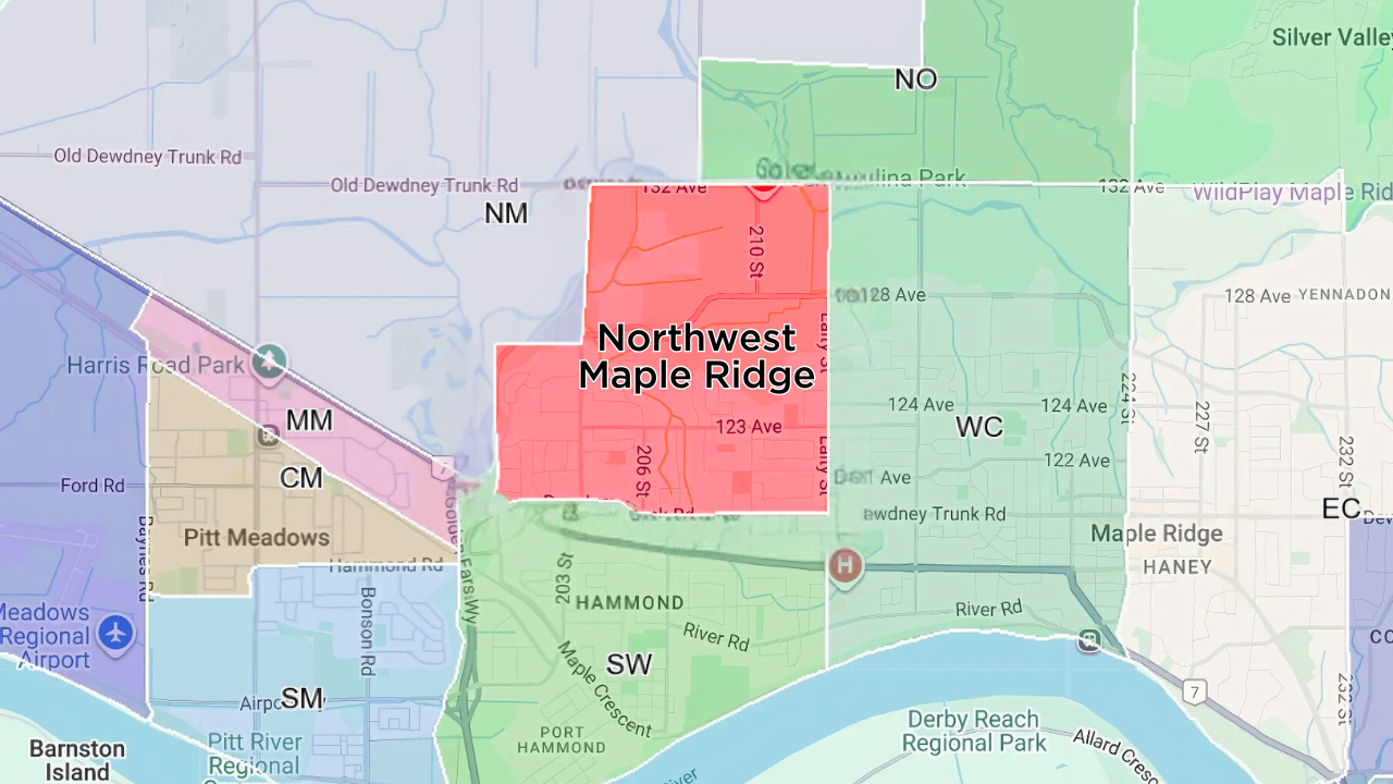 Northwest Maple Ridge Maple Ridge area boundaries map