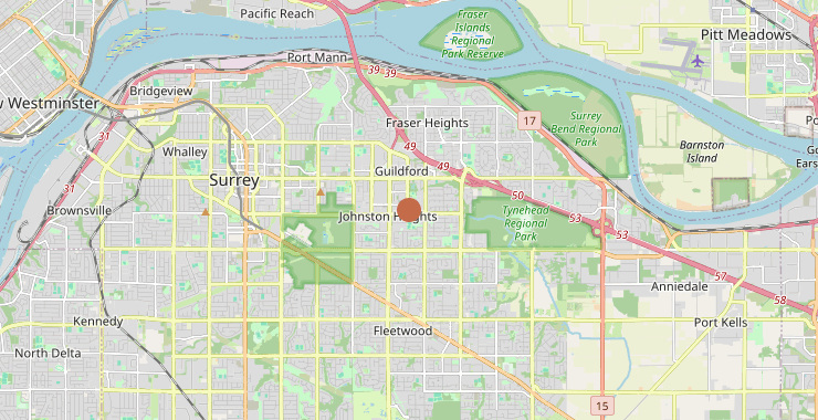 Fraser Heights highway-proximity map