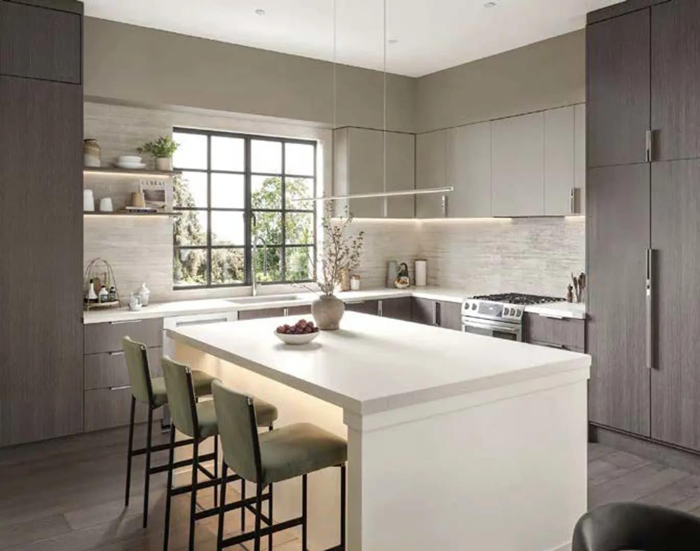 Interior kitchen rendering of a Bromley townhome by Leone Homes in Langley BC, gallery image 1
