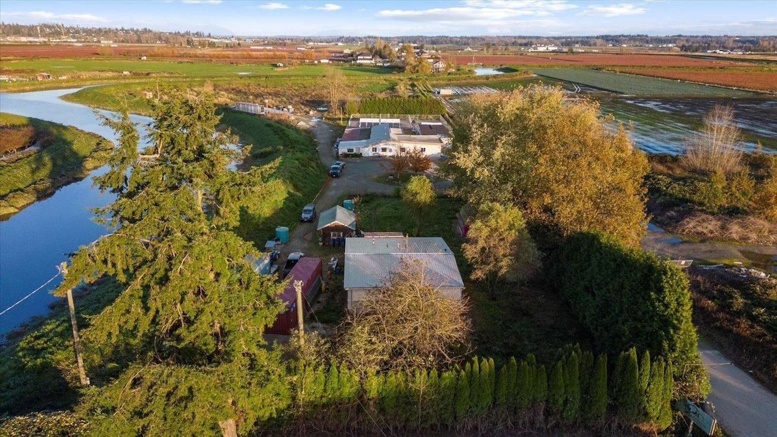 Serpentine 9-acre estate drone view