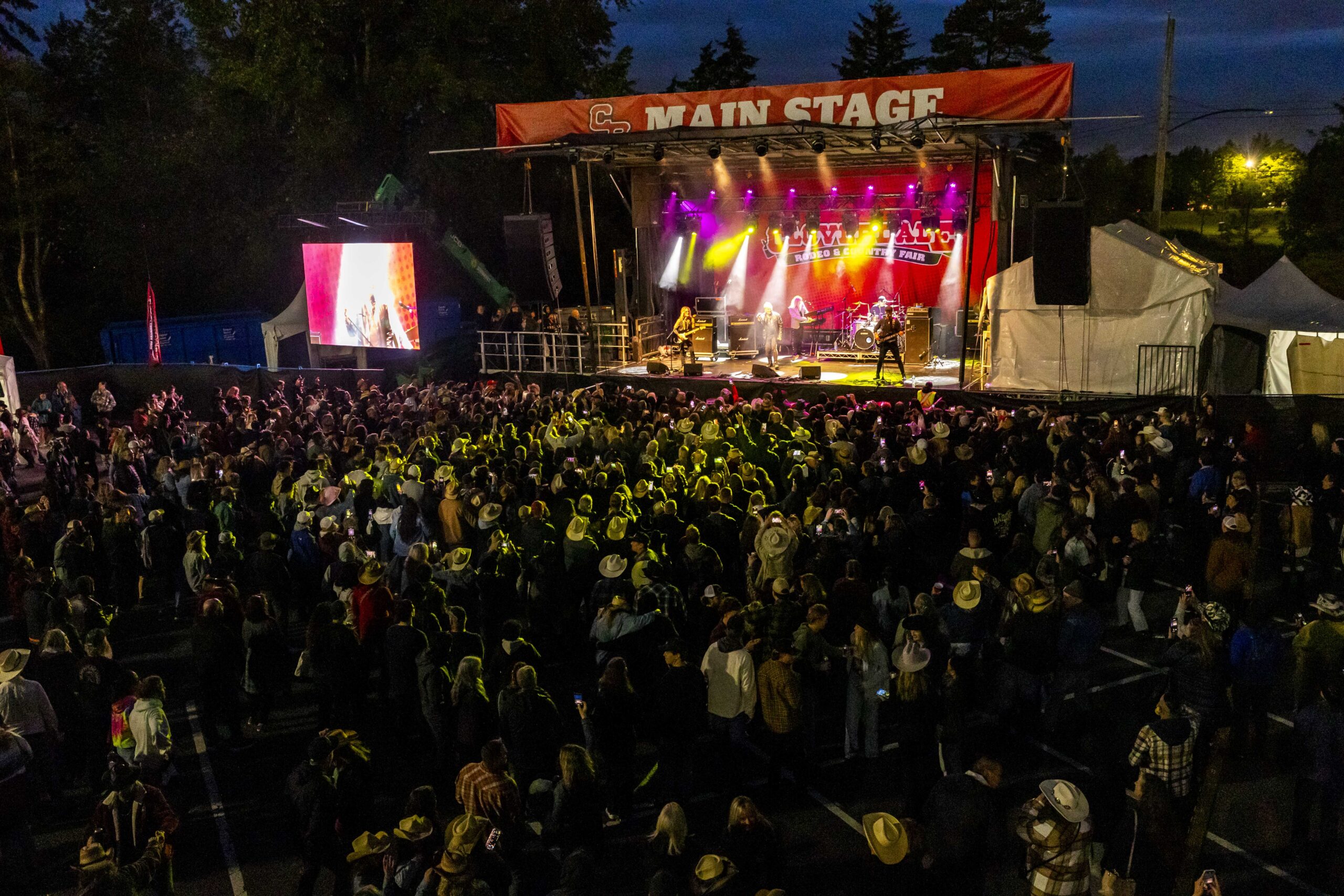 Cloverdale Rodeo main stage at night