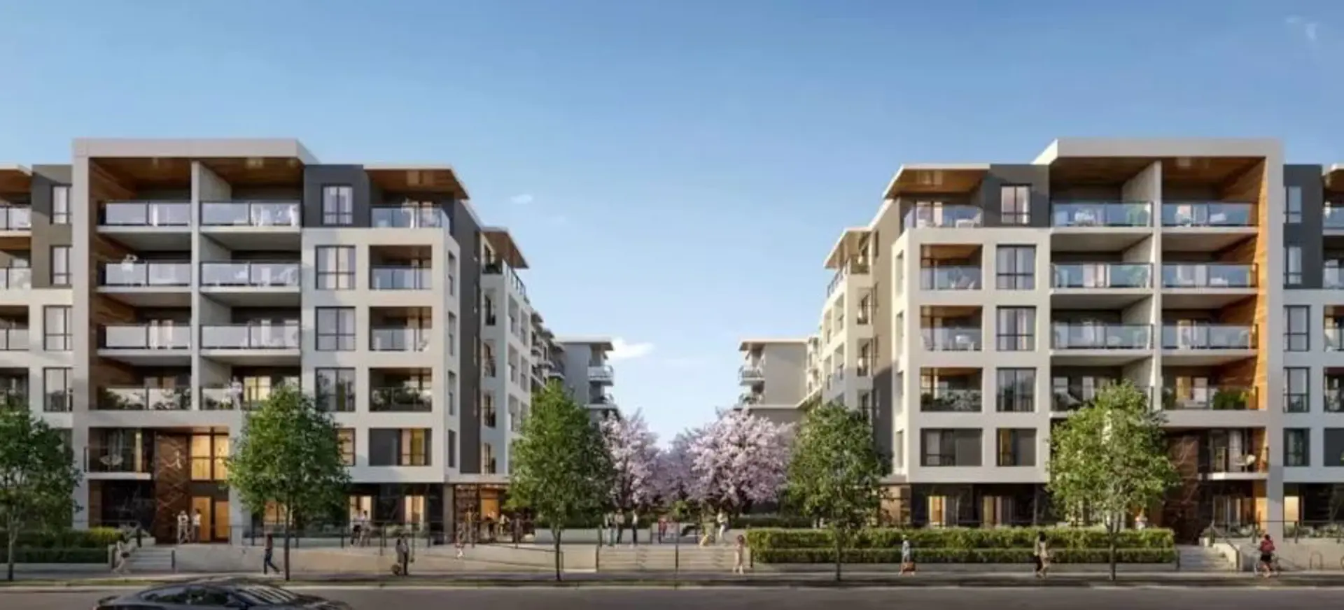 Exterior rendering of Kamilia, a pre-sale condo development by Kingdom Development + EverProsper in Langley BC