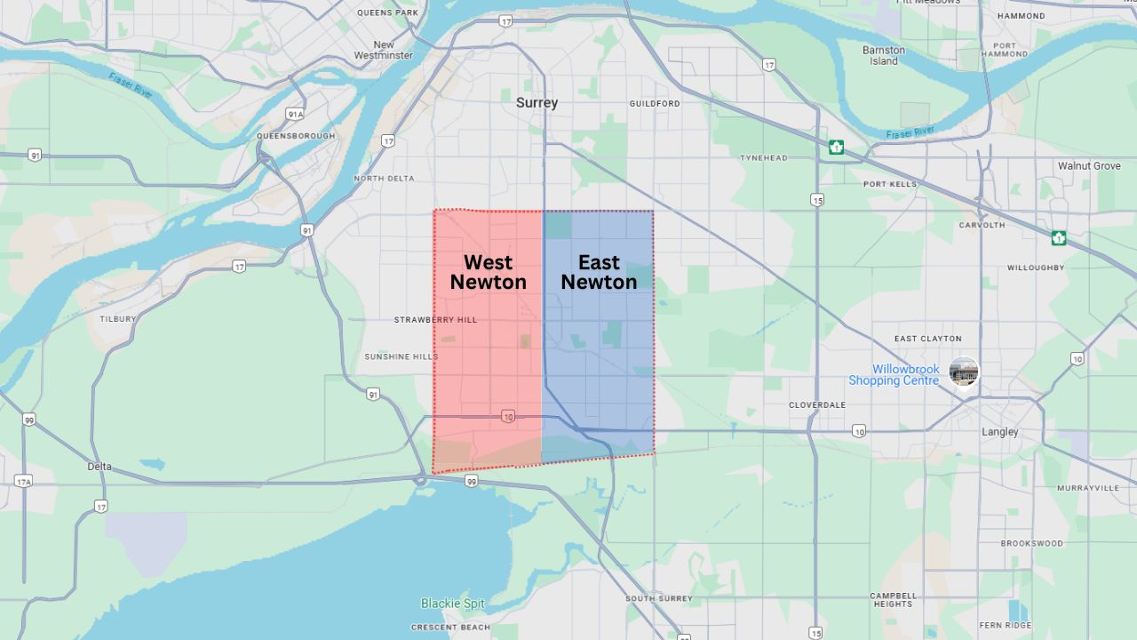 East Newton & West Newton in West Newton, British Columbia, in the Fraser Valley region