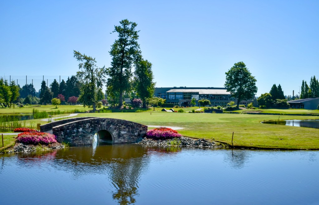 meadow gardens golf 18th in West Maple Ridge, British Columbia, in the Fraser Valley region