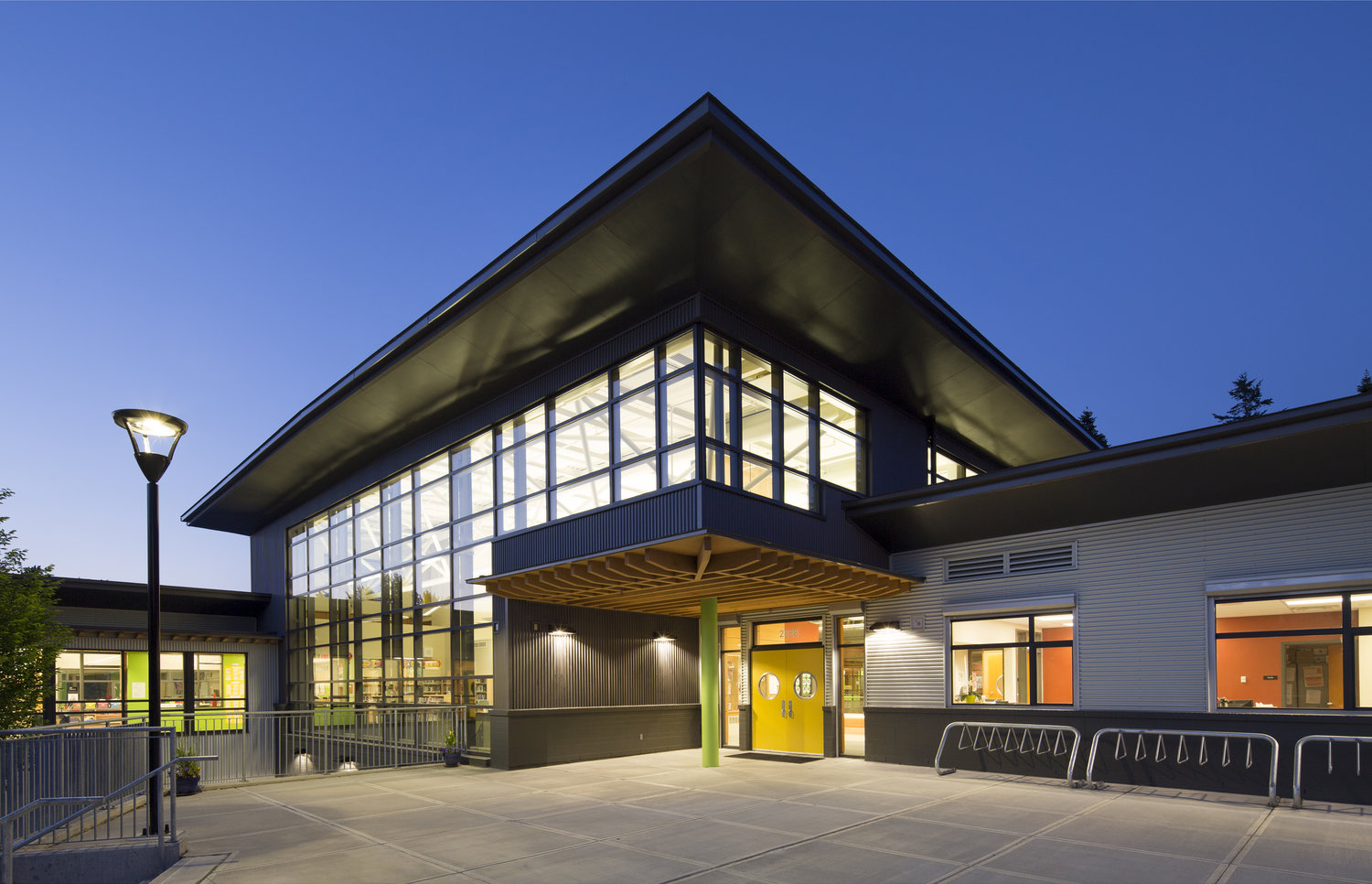Sunnyside Elementary entrance at dusk in South Surrey