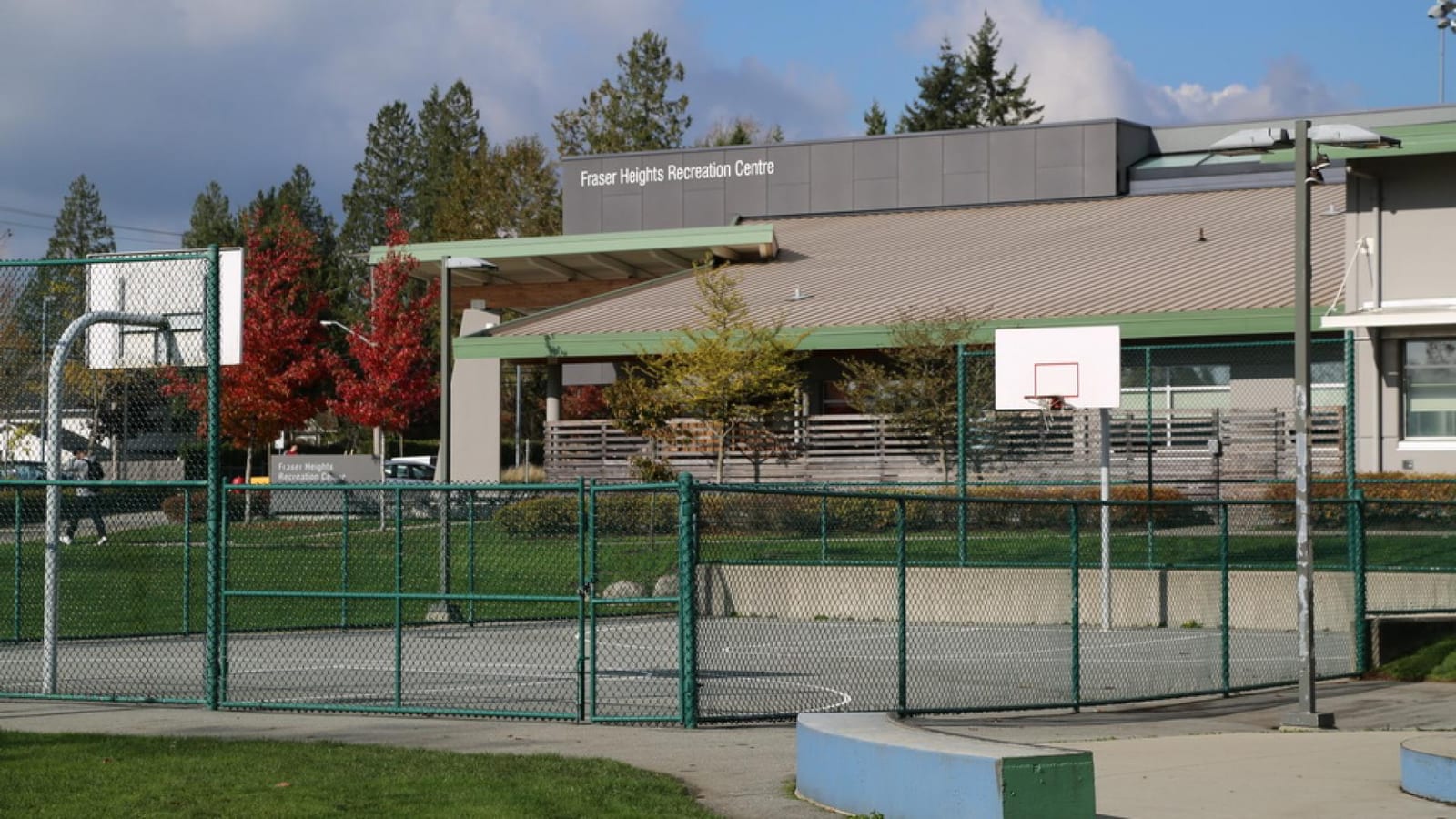 The Fraser Heights Recreation Centre and sports court in Surrey