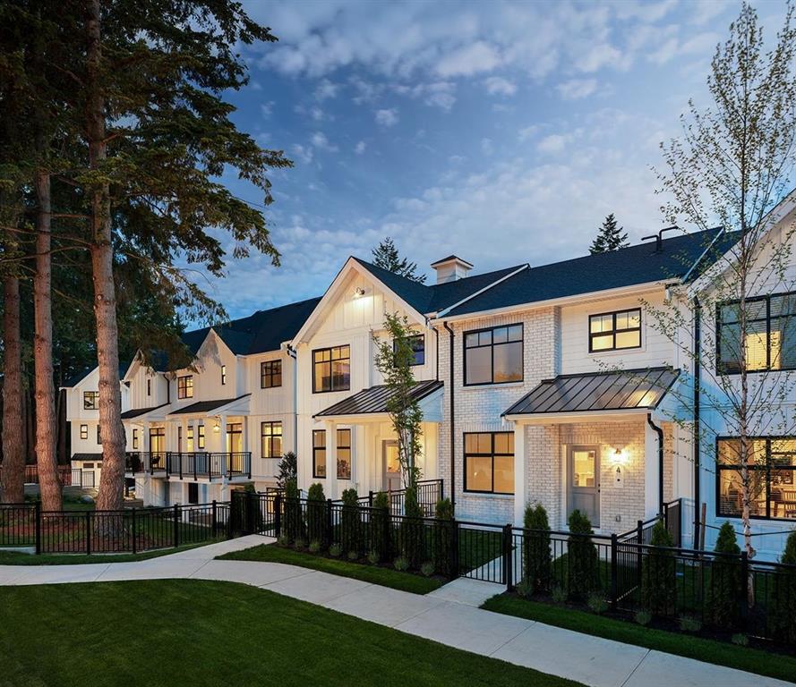 New townhomes at dusk in South Surrey
