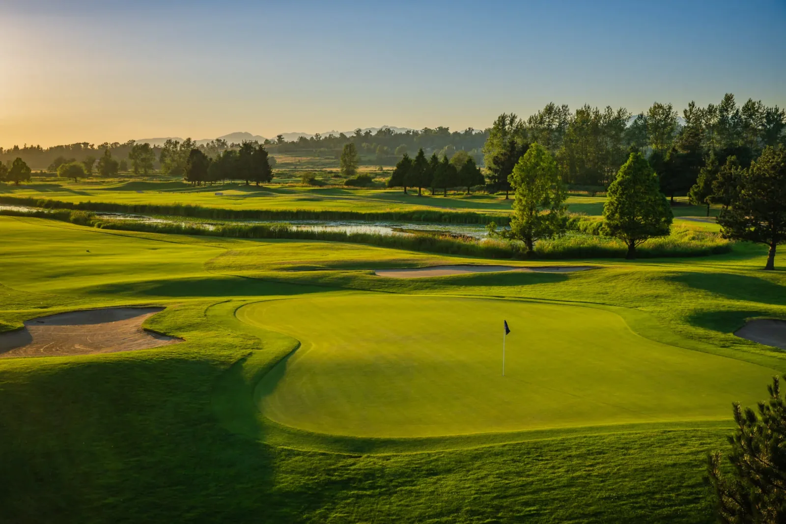Fairway beside the water on the Canal course at Northview Golf Course in Cloverdale, Surrey