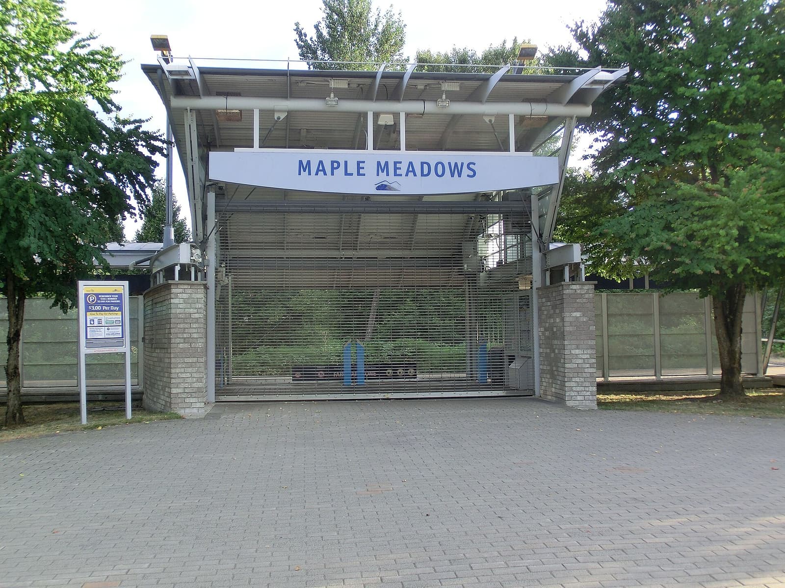 The Maple Meadows West Coast Express station entrance in Maple Ridge