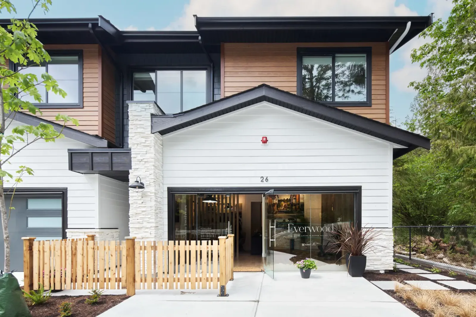 Exterior rendering of Everwood, a pre-sale townhome development by Woodlock Developments in Maple Ridge BC
