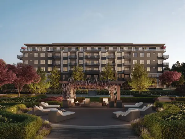 Exterior rendering of Queens Forest Hills, a pre-sale townhome development by Dawson + Sawyer in Surrey BC