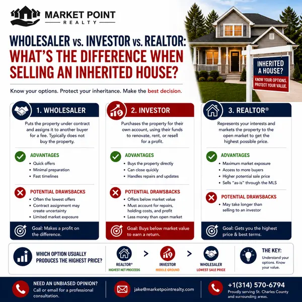 feature image of Investor vs. Wholesaler vs. Realtor: Who's Calling About Your Inherited House and Why?