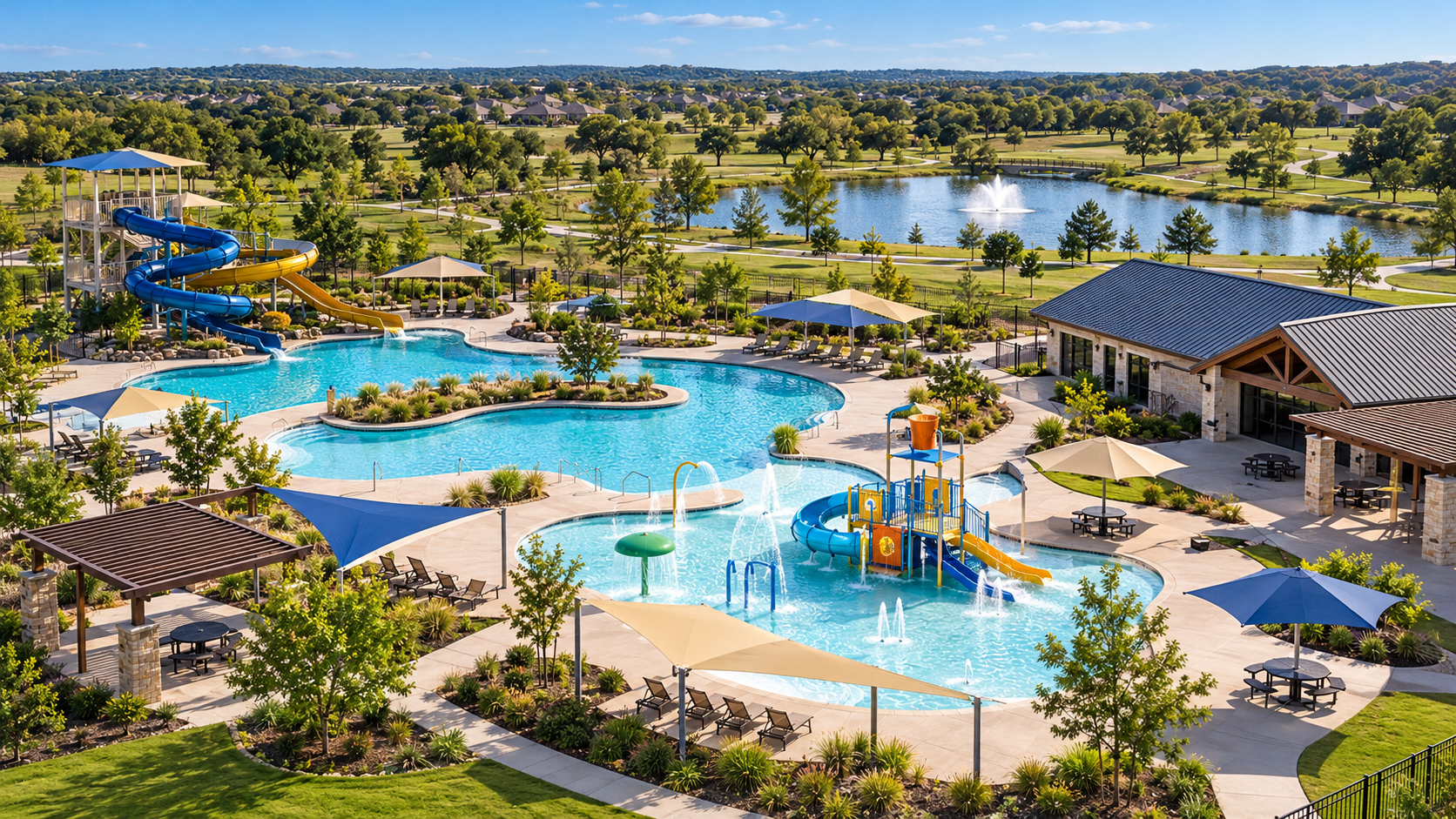 Homes and green space in a Spring, Texas neighborhood