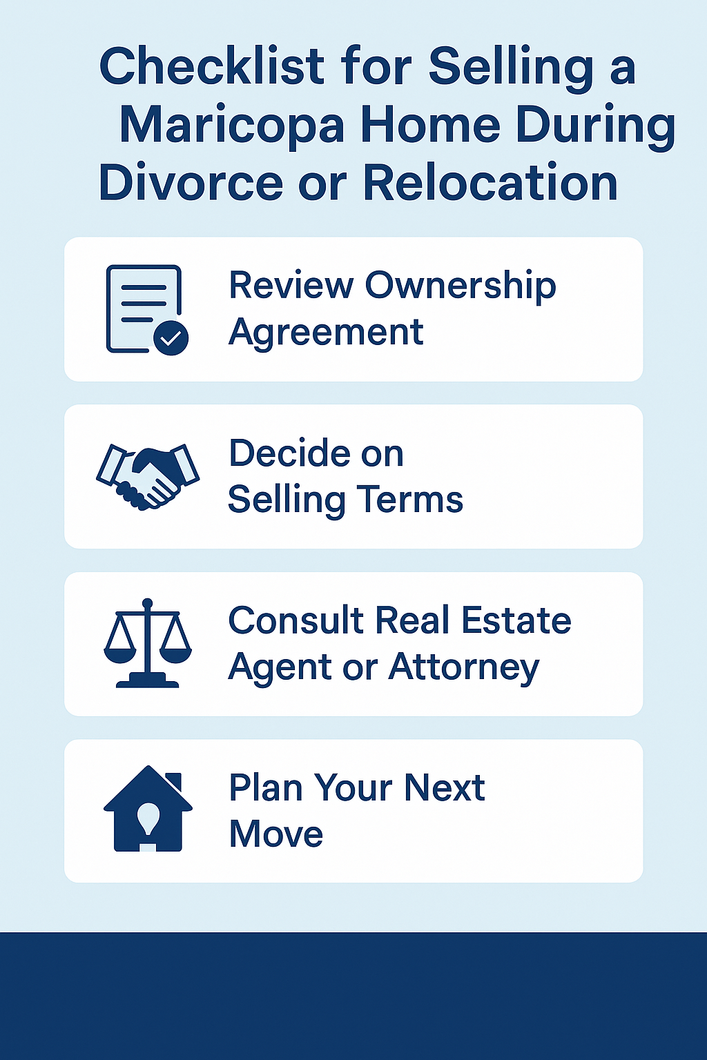 Infographic: Selling a home in Maricopa, AZ during divorce or relocation with fast cash offers, PCS help, and VA loan-ready buyers