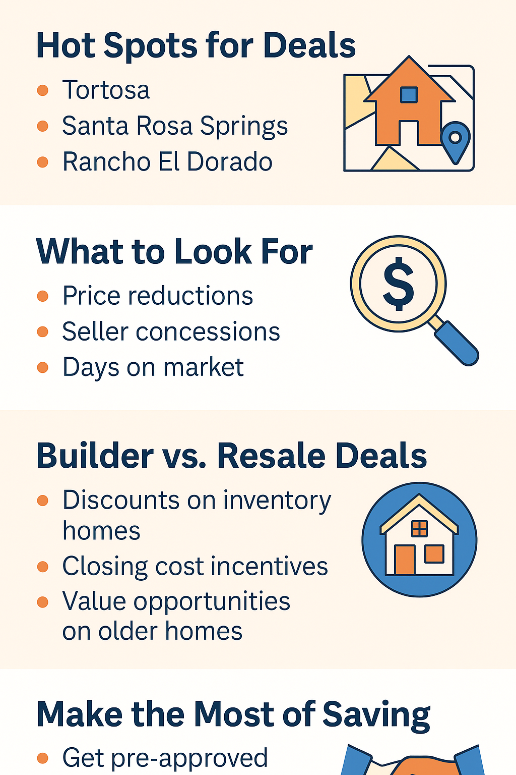 Infographic: Best home deals in Maricopa, AZ for VA buyers and PCS moves near Luke AFB, highlighting neighborhoods, price drops, builder incentives, and fast cash offers