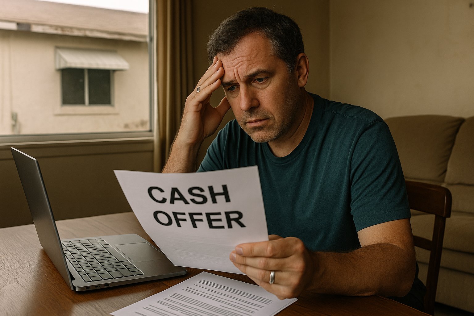 Arizona homeowner evaluating how to sell their house as-is without getting lowballed by cash buyers