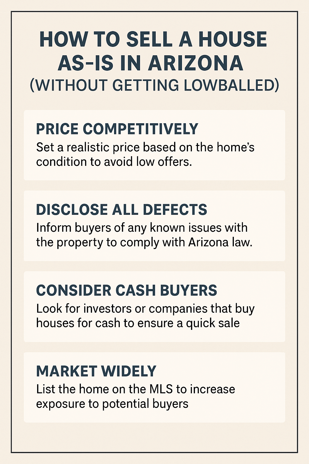 Infographic: Key tips for selling a house as-is in Arizona without getting lowballed