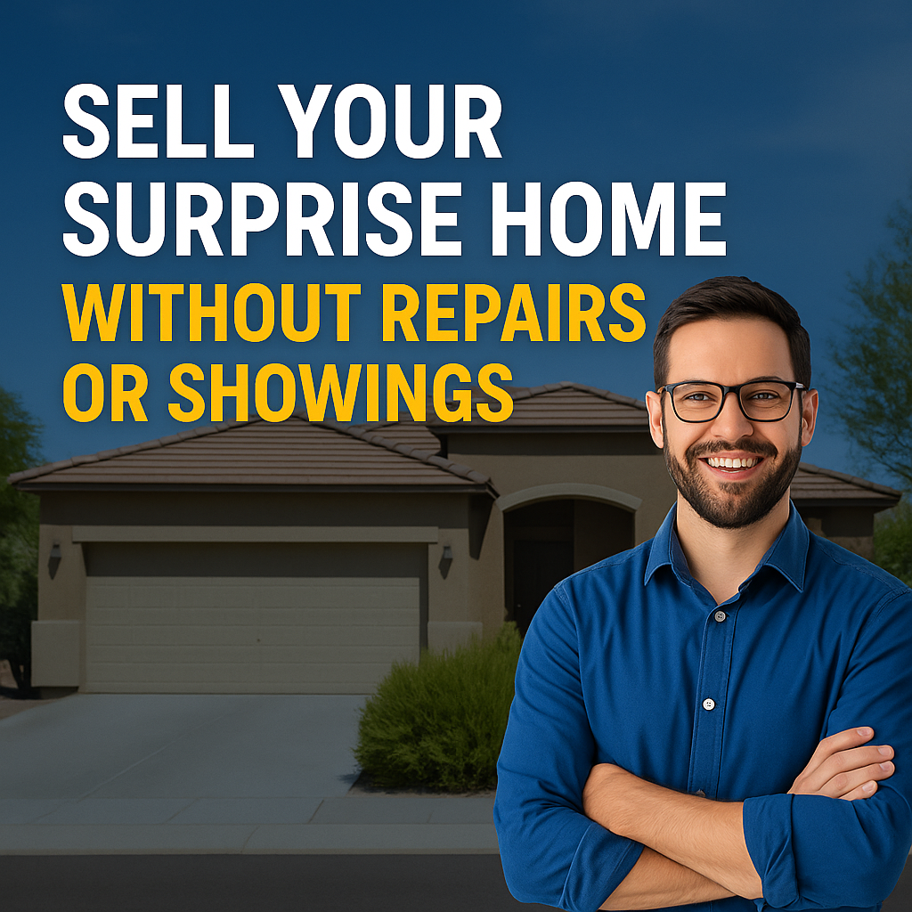 Infographic: Selling a home near Luke AFB without repairs or showings, with fast cash offers and PCS support