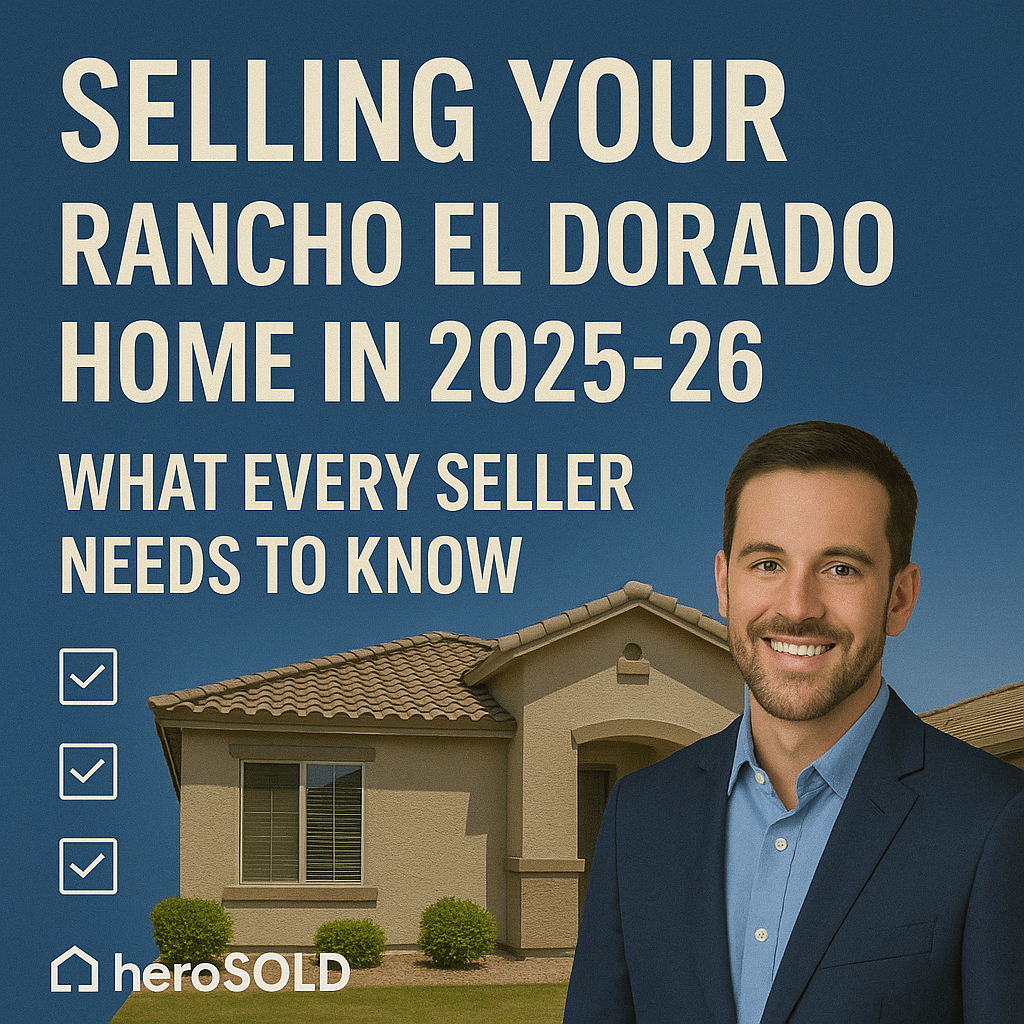 Modern Rancho El Dorado home exterior with pool and landscaping