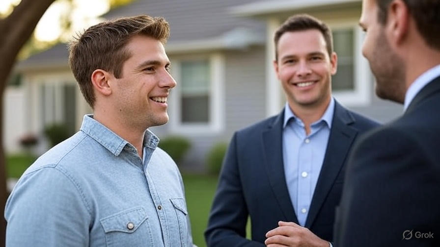 create a 1280x720 pixels image: Goodyear homeowner receiving a free home valuation from a certified military realtor