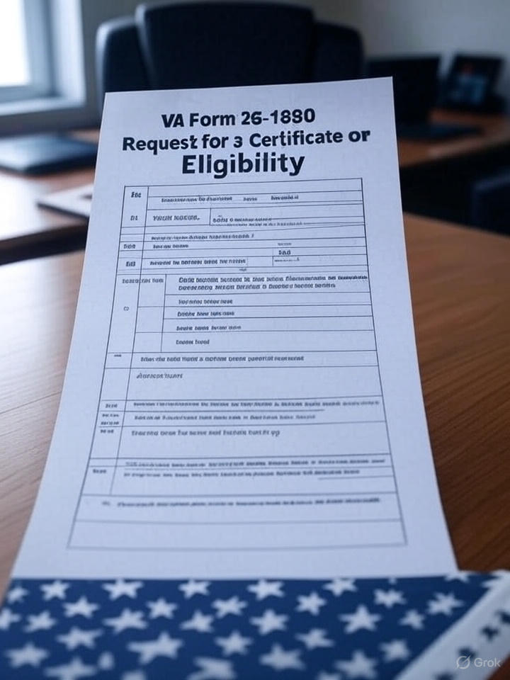 Close-up of the VA Form 26-1880, request for a certicate of Eligibility