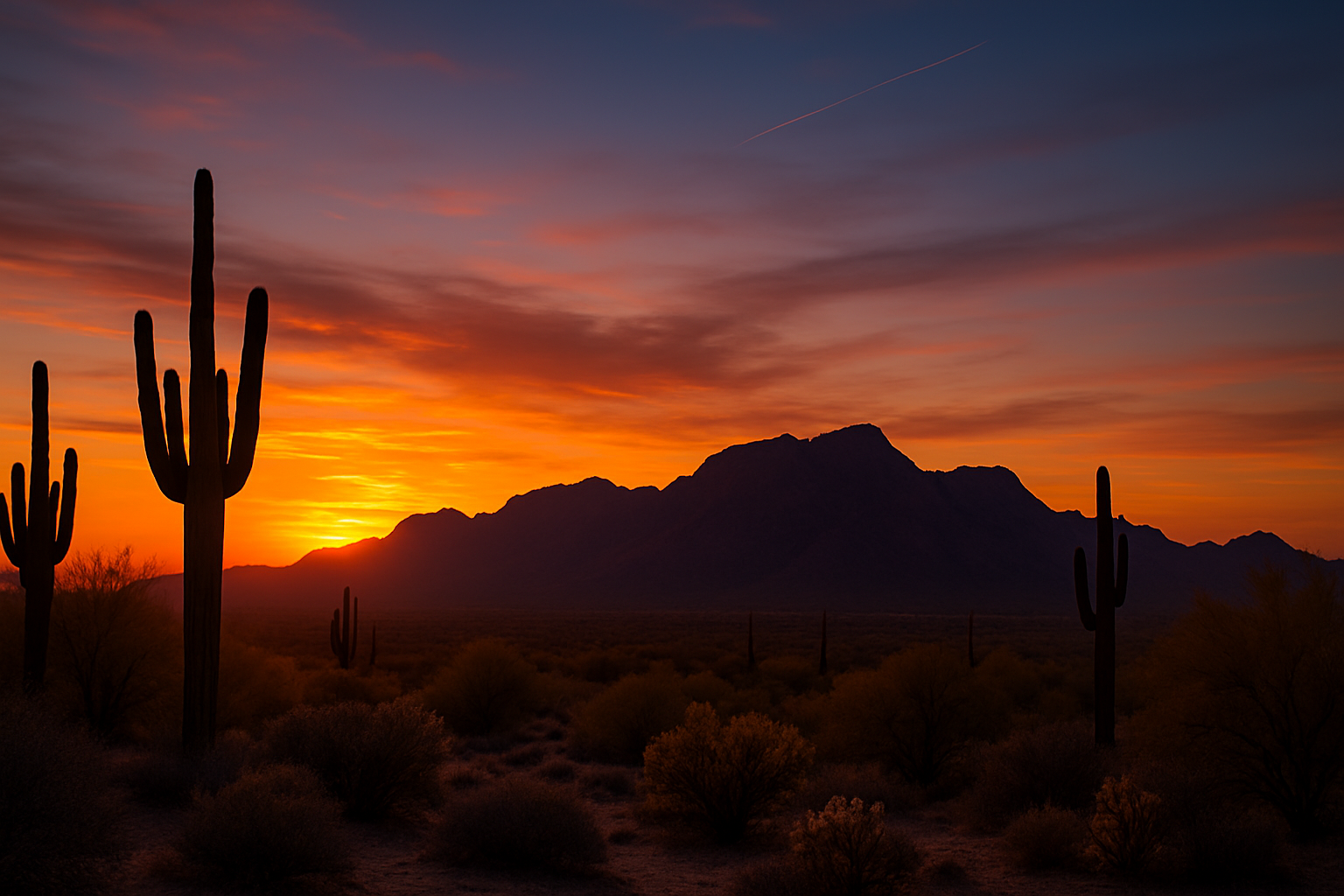 Sunset over White Tank Mountain Regional Park near Luke AFB