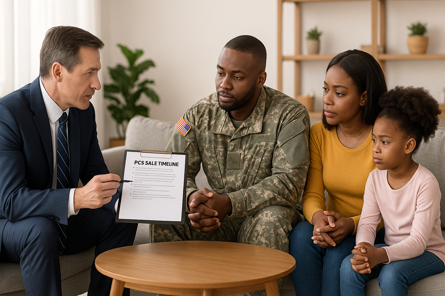Local Buckeye listing agent reviewing PCS sale timeline with a military family